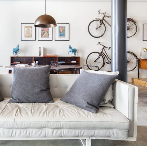 Sink into the comfy sofa and rest those weary legs