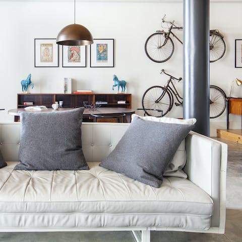 Sink into the comfy sofa and rest those weary legs