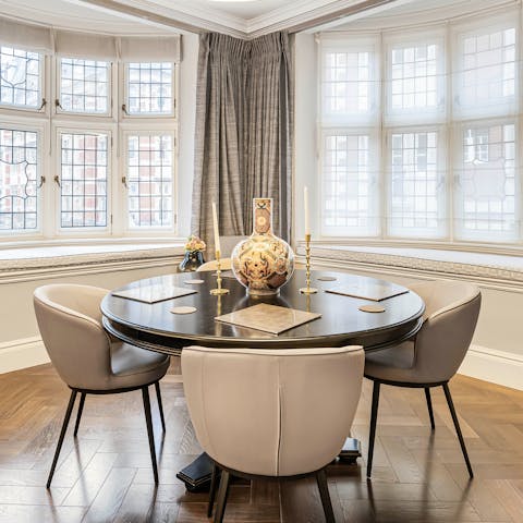 Enjoy a sociable meal at the dining table