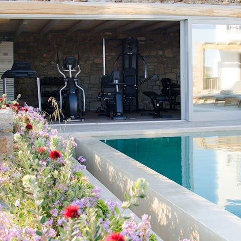 Take the energy higher in the gym with views overlooking the hillside