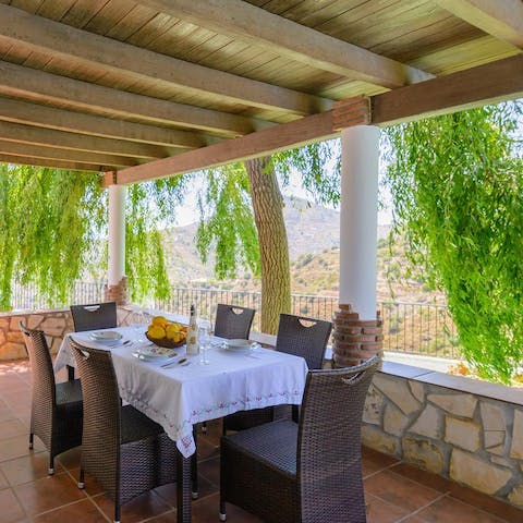 Enjoy long family lunches on the covered terrace