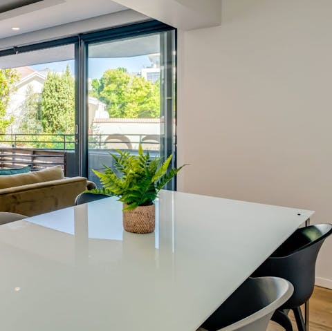 Enjoy delicious meals or catch up on work at the dining table