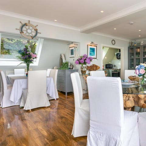 Enjoy celebratory meals together in the open-plan living room