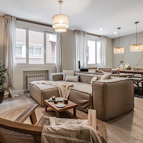 Watch a movie or catch up with friends in the living room