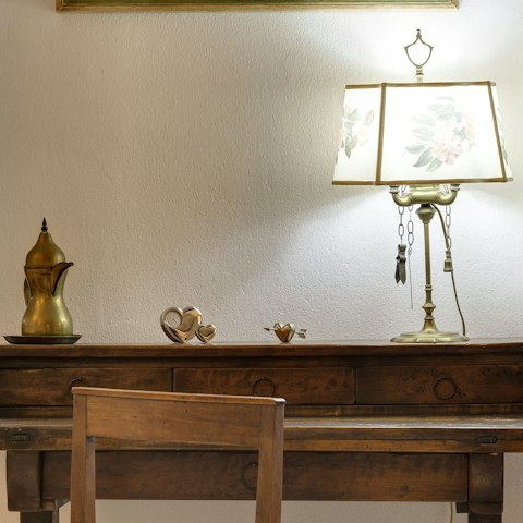 Catch up on work or start writing your novel at the antique desk