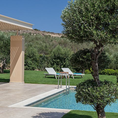 Take a dip in the refreshing infinity pool or splash around in shallower waters to cool off