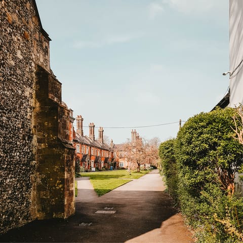 Marvel at Winchester's Elizabethan and Regency architecture – the unspoiled cathedral city is a fifteen-minute drive away