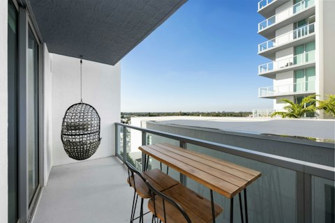 Enjoy a morning coffee on the private balcony