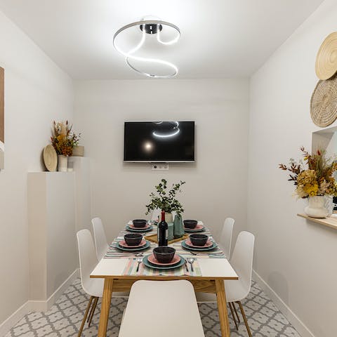 Come together for a light Spanish breakfast in the dining space