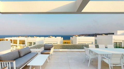 Dine alfresco with uninterrupted sea views stretching to the horizon