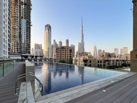 Take a dip in the waters of the pool with a view