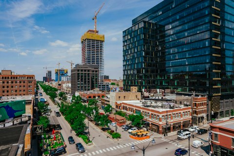 Explore Fulton Market's rooftop bars and Michelin-starred restaurants, a four-minute walk