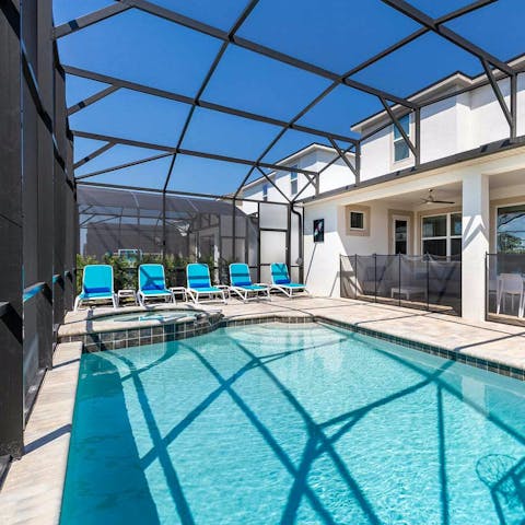 Relax in the sun bathers or take a dip in the private pool