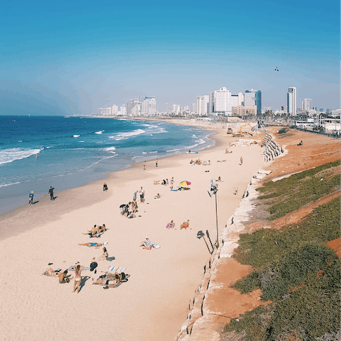 Spend the day at the beautiful beach, within a twenty–minute drive away