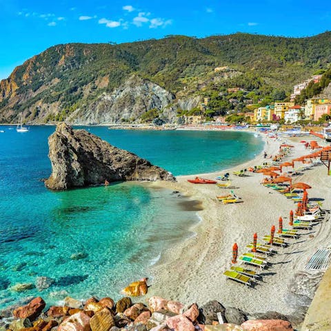 Reach the pristine beaches of the Ligurian coast in five minutes by car