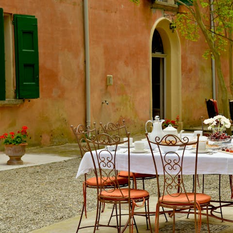 Dine al fresco in the stylish courtyard