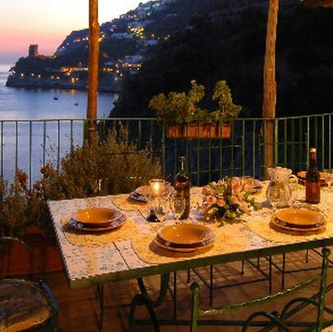 Tuck into an alfresco meal on the panoramic terrace