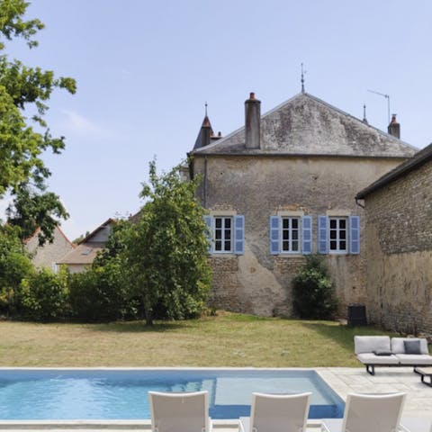 Take a dip in the heated salt-water swimming pool