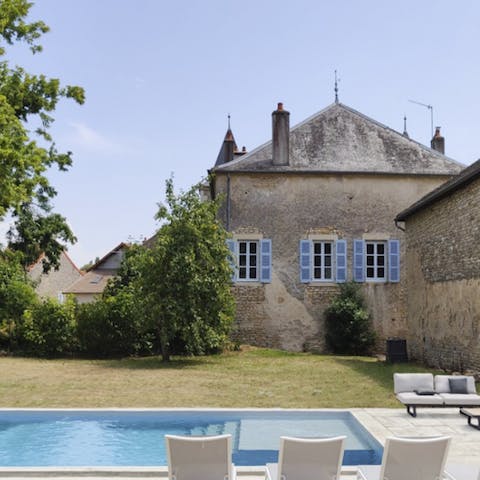 Take a dip in the heated salt-water swimming pool