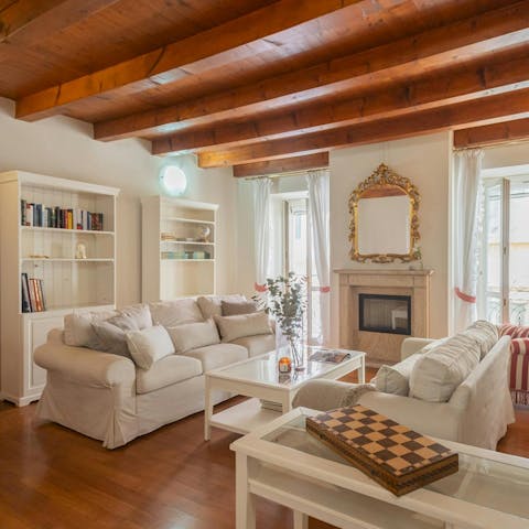 Relax with your holiday read in the elegant living room