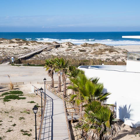 The private beach access