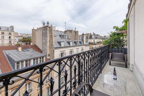 Sip wine above classic Parisian rooftops as evening falls