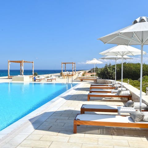 Find yourself a sunny spot beside the shared pool for the day