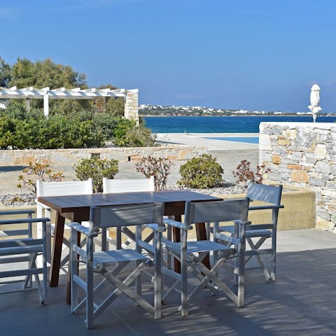 Lay the table for atmospheric sunset suppers on your private terrace