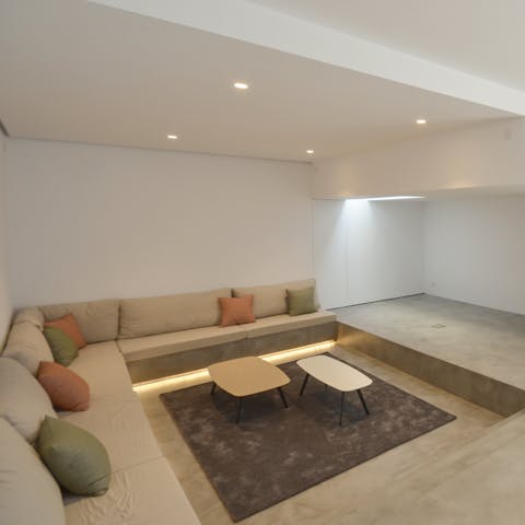 Cosy up for a movie night in the TV room