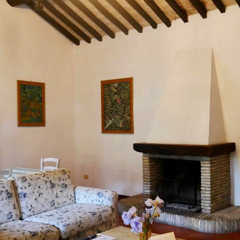 Get cosy in the characterful living room with its original 19th century features