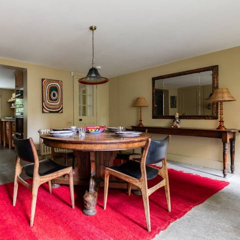 Share memorable meals in the colourful dining room