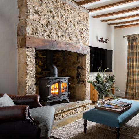 Put a movie on and toast your toes by the fireplace