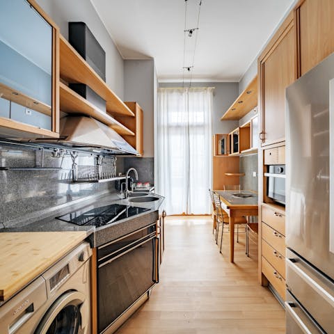 Rustle up an Italian dinner at home in the large kitchen