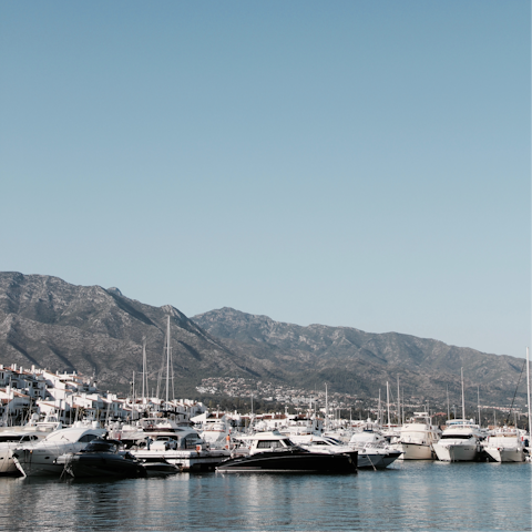 Drive ten minutes to Puerto Banus for lunch by the marina