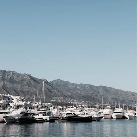Drive ten minutes to Puerto Banus for lunch by the marina