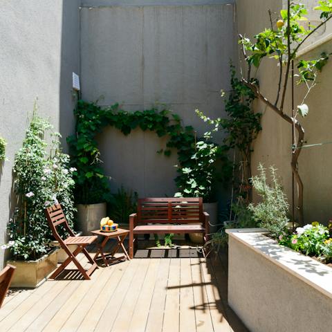 Enjoy blasts of Israeli sunshine out on the home's plant-filled terrace