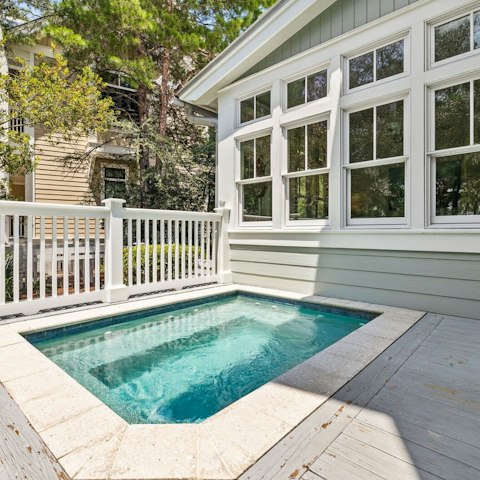 Enjoy a refreshing plunge in the private pool