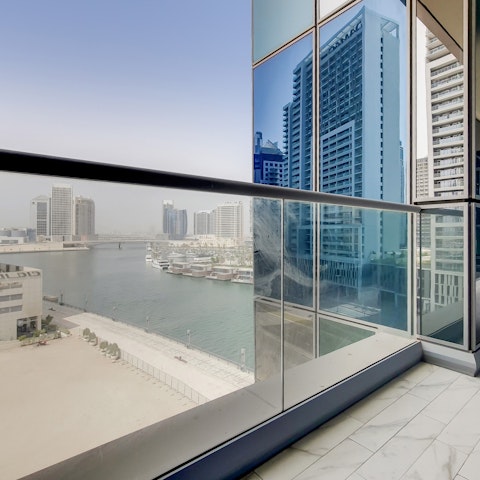 Take in captivating city views over the Dubai canals