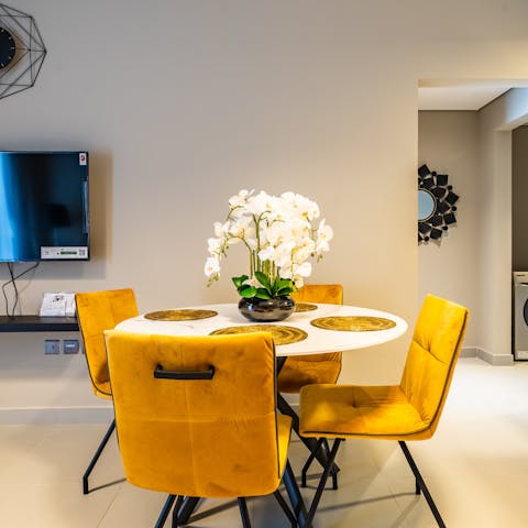 Serve up some Emirati culinary delights at the dining area