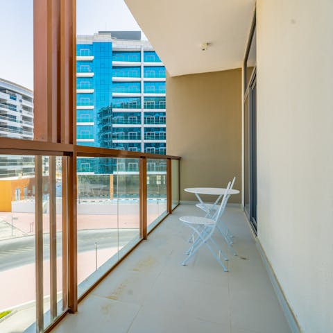 Enjoy a morning coffee from the private balcony