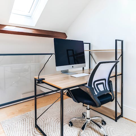 Catch up on work at the dedicated desk area