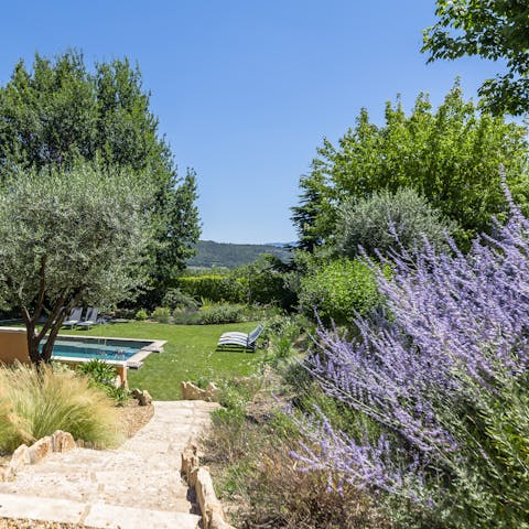 Catch scents of French lavender as you wander the gardens