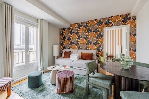 Settle into a bold, character-filled living space in the 8th arrondissement