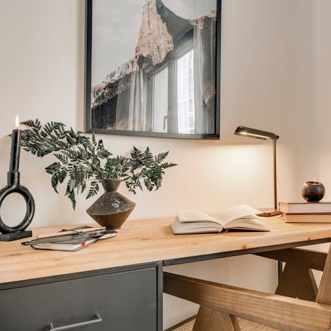Lighten your workload at the bedroom desk, perfect for business