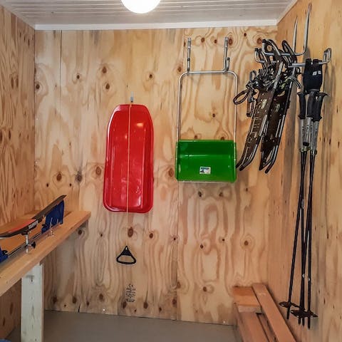 Don't forget to take the sledge for some fun in the snow when you head outside