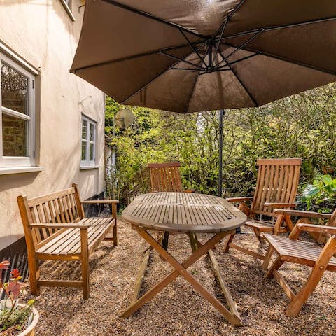 Enjoy alfresco lunches in the garden when the weather is kind