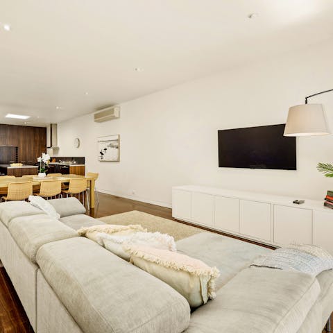 Wind down with a cosy movie night in the living room