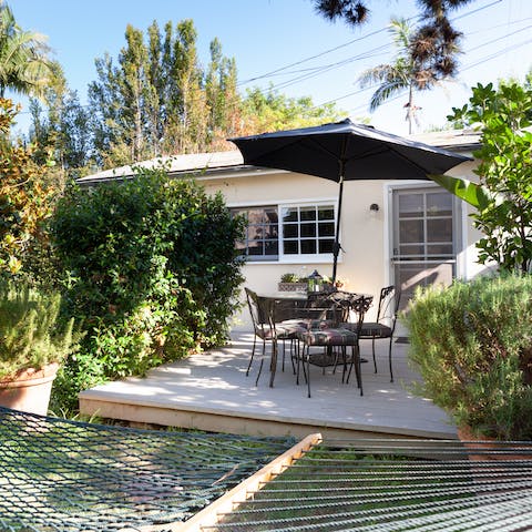 Crack open a beer or two to enjoy in the shade of the patio umbrella