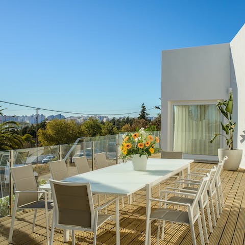 Set the table ready for an alfresco breakfast