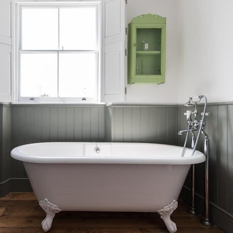 Unwind in the clawfoot tub with a relaxing soak